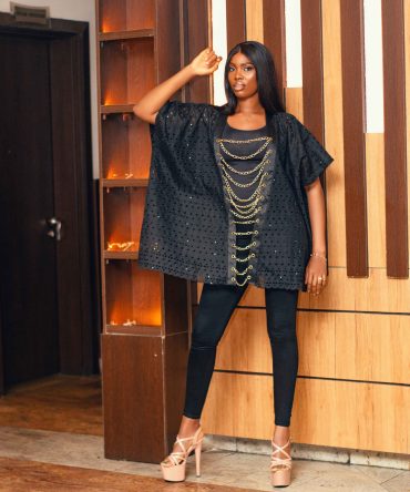 Vibrant Loose Black Kimono