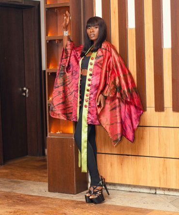 Female Red & Black tie-dyed Cape