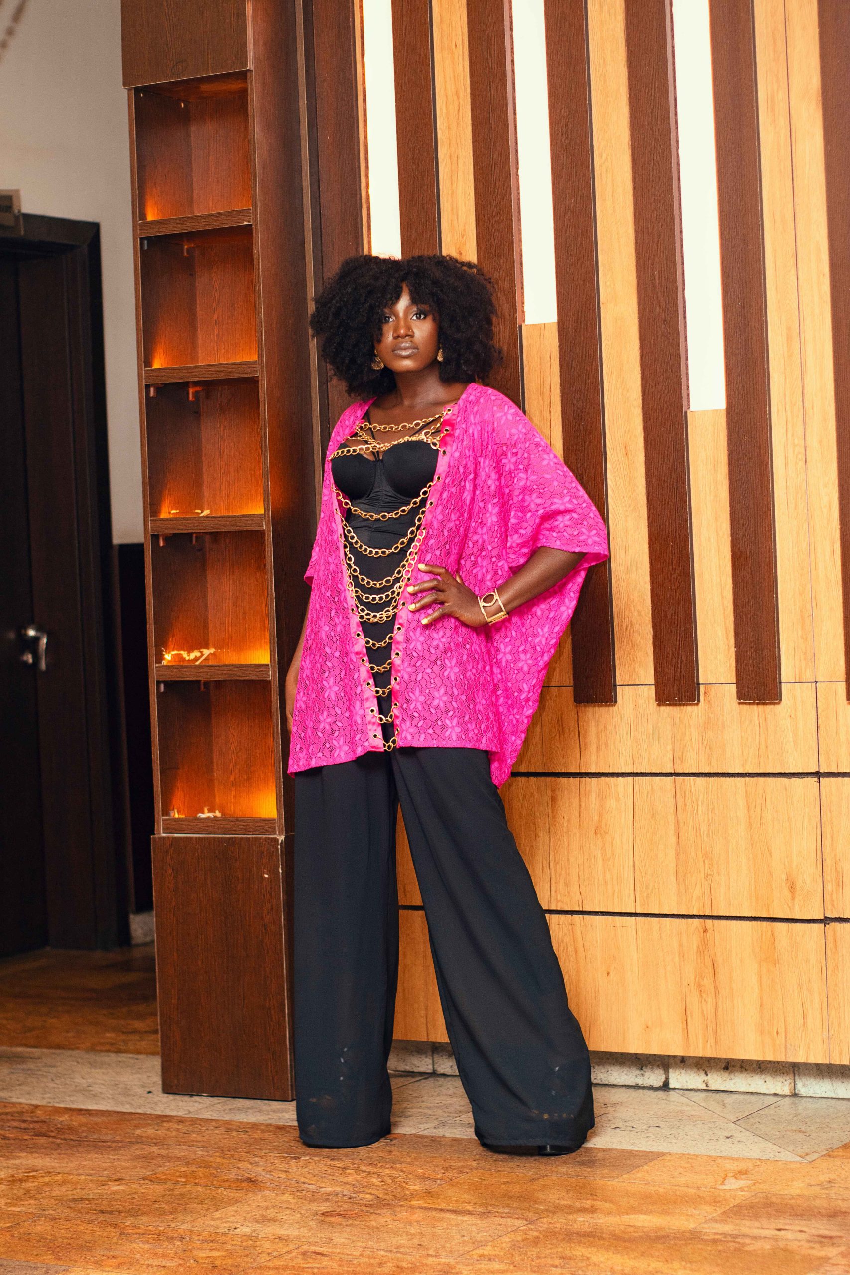 Vibrant PInk lace Kimono